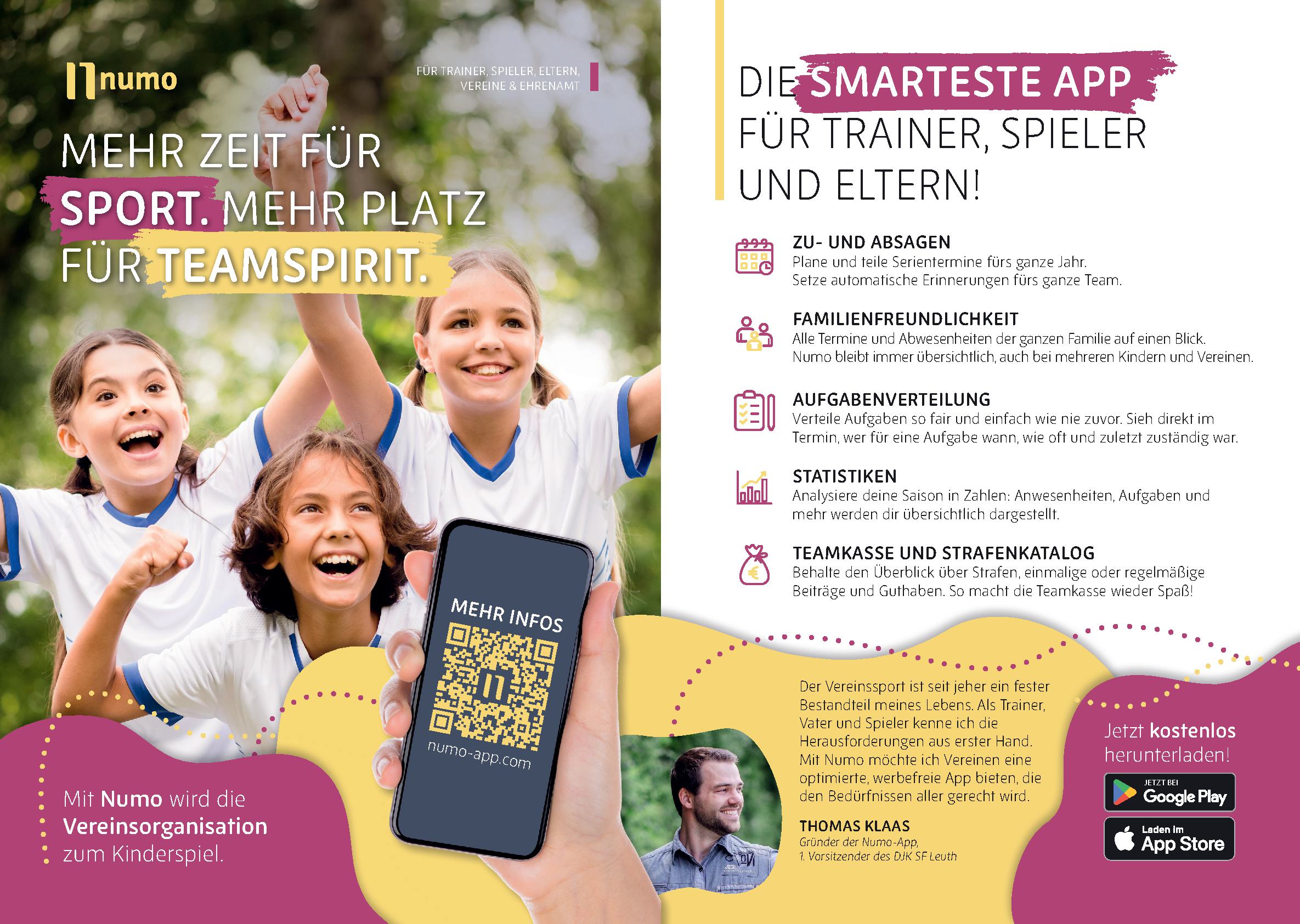 Der erste Numo-Flyer mit den wichtigsten Funktionen und QR-Code